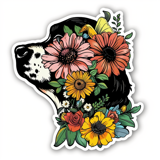 Cocker Spaniel Dog floral majestic Expressive surreal Vinyl Decal Sticker for Car, Laptop, Tumbler and more # F020067-4" x 4"