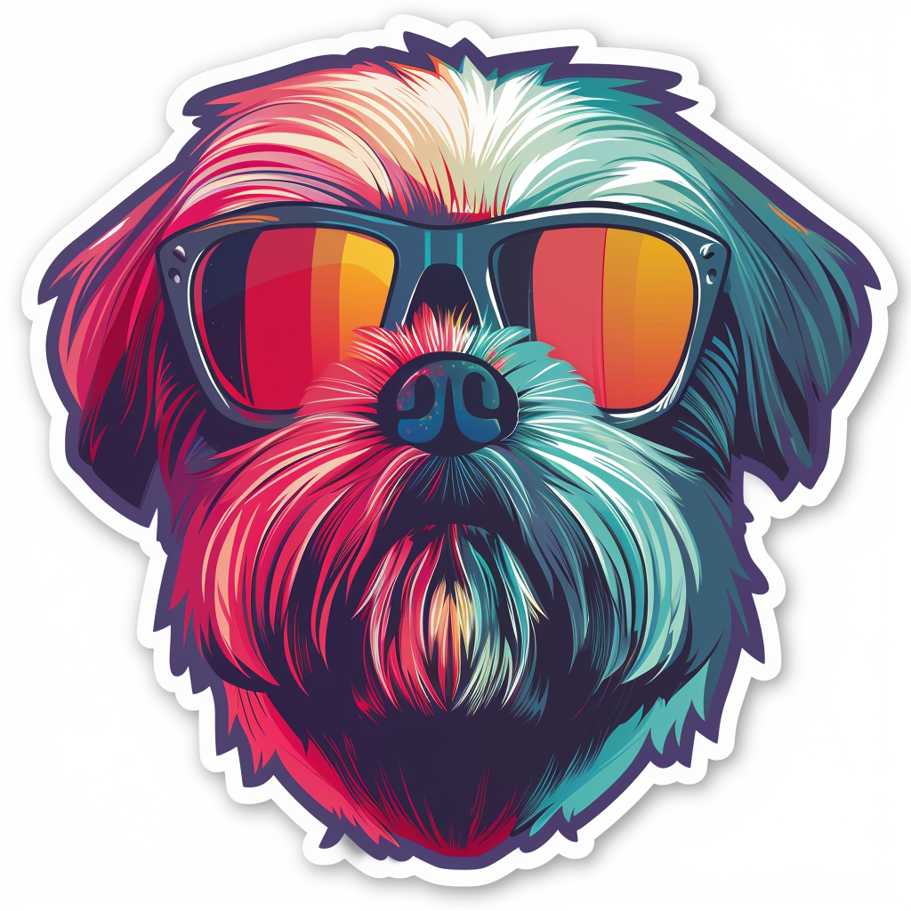 Adorable Shih Tzu Dog Expressive surreal Vinyl Decal Sticker for Car, Laptop, Tumbler and more # F018356