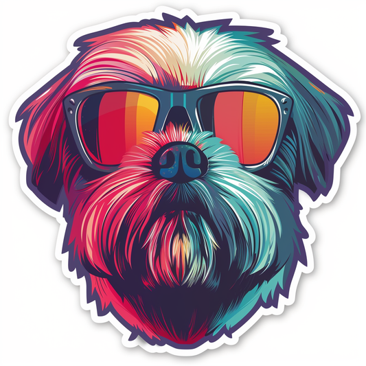 Adorable Shih Tzu Dog Expressive surreal Vinyl Decal Sticker for Car, Laptop, Tumbler and more # F018356