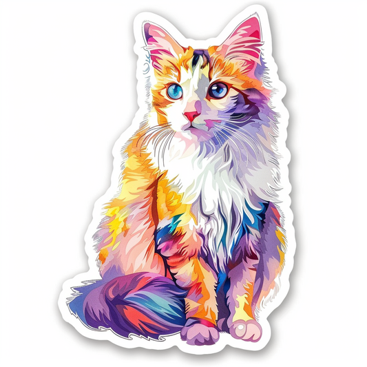Adorable Turkish Angora Cat  Vinyl Decal Sticker for Car, Laptop, Tumbler and more # F020793-4" x 4"