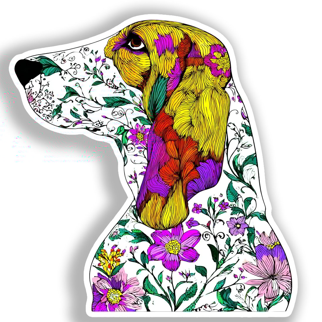 Basset Hound Dog Vinyl Decal Sticker for Car, Laptop, Tumbler and more # A018690-4" x 4"
