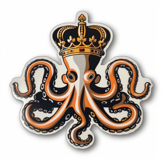 Octopus crowned majestic Expressive surreal Vinyl Decal Sticker for Car, Laptop, Tumbler and more # F015575