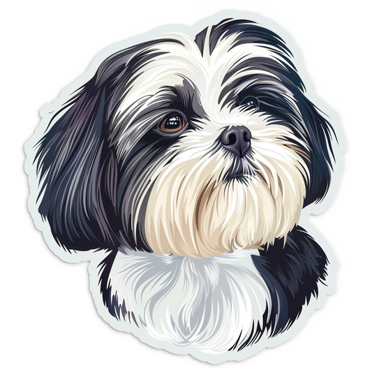 Adorable Shih Tzu Dog Expressive surreal Vinyl Decal Sticker for Car, Laptop, Tumbler and more # F018498