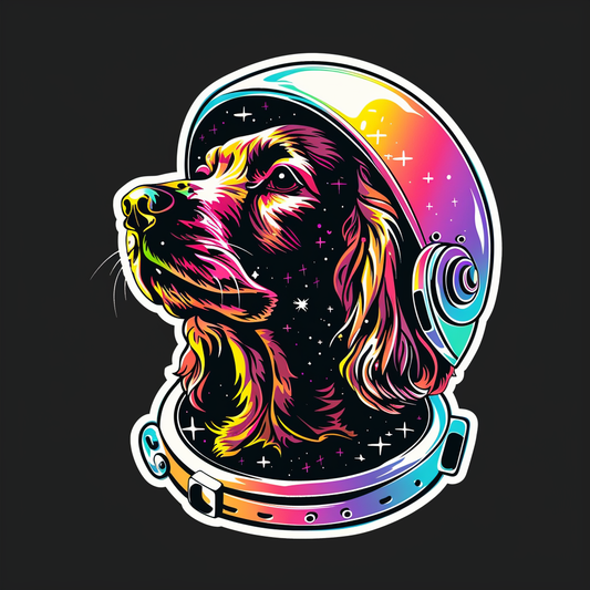 Sticker of a Cocker Spaniel Dog astronaut majestic Expressive surreal Vinyl Decal Sticker for Car, Laptop, Tumbler and more # F020197