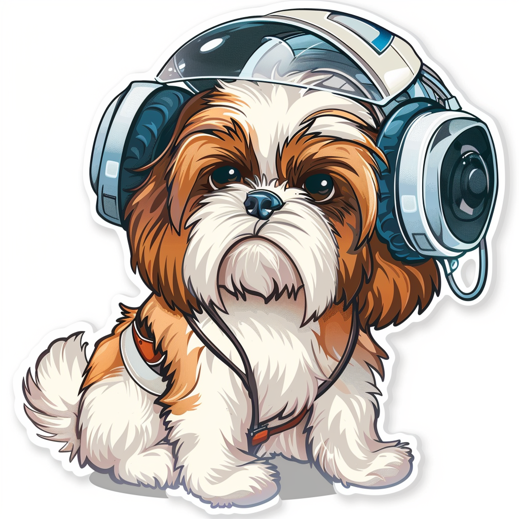 Adorable Shih Tzu Dog Expressive surreal Vinyl Decal Sticker for Car, Laptop, Tumbler and more # F018146
