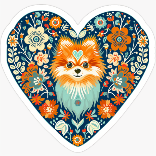 Sticker of a Pomeranian Dog majestic Expressive surreal Heartcore Vinyl Decal Sticker for Car, Laptop, Tumbler and more # F014045