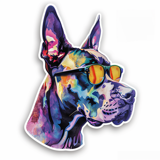 Adorable Great Dane Dog Expressive surreal Vinyl Decal Sticker for Car, Laptop, Tumbler and more # F018105