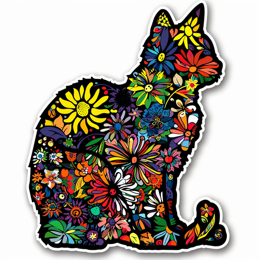 American Shorthair Cat floral majestic Expressive surreal Vinyl Decal Sticker for Car, Laptop, Tumbler and more # F018559