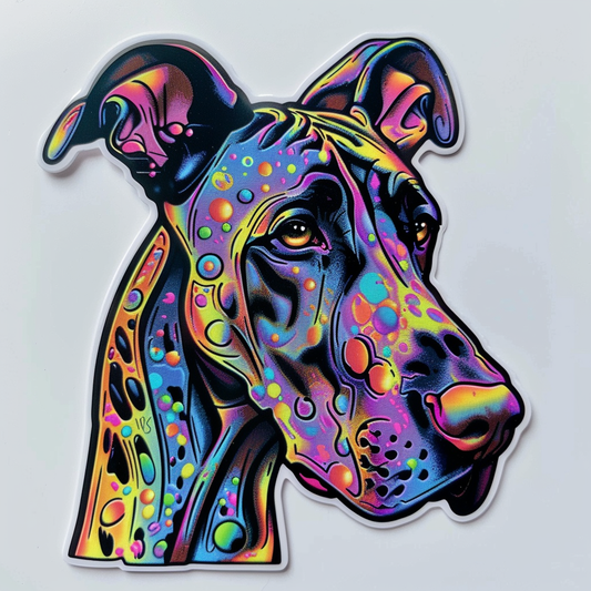 Adorable Great Dane Dog Expressive surreal Vinyl Decal Sticker for Car, Laptop, Tumbler and more # F017948