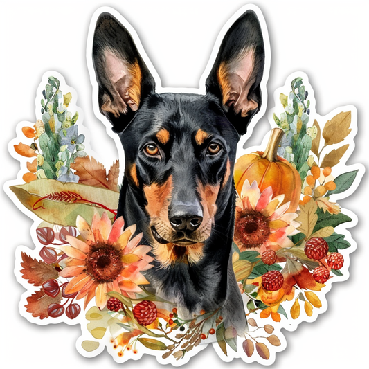 Adorable Doberman Pinscher Dog with Expressive surreal Vinyl Decal Sticker for Car, Laptop, Tumbler and more # F019661-4" x 4"