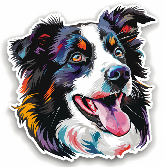 Border Collie Dog majestic Expressive surreal Vinyl Decal Sticker for Car, Laptop, Tumbler and more # F021826-4" x 4"