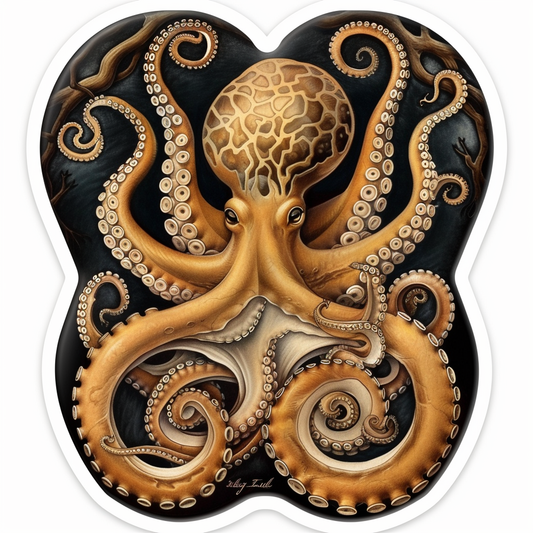 Sticker of a Octopus heartcore majestic Expressive surreal Vinyl Decal Sticker for Car, Laptop, Tumbler and more # F015745