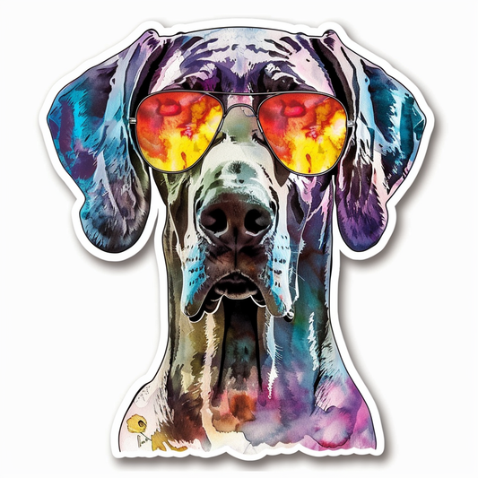Adorable Great Dane Dog Expressive surreal Vinyl Decal Sticker for Car, Laptop, Tumbler and more # F018092