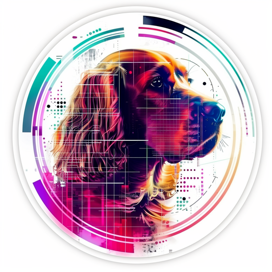 Cocker Spaniel Dog cyber punk Expressive surreal Vinyl Decal Sticker for Car, Laptop, Tumbler and more # F020300-4" x 4"