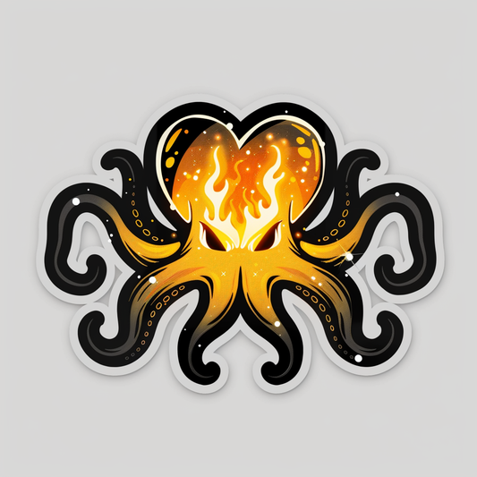 Sticker of a Octopus heartcore majestic Expressive surreal Vinyl Decal Sticker for Car, Laptop, Tumbler and more # F015722