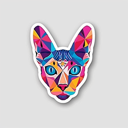Adorable Cornish Rex Cat Expressive surreal Vinyl Decal Sticker for Car, Laptop, Tumbler and more # F021516-4" x 4"