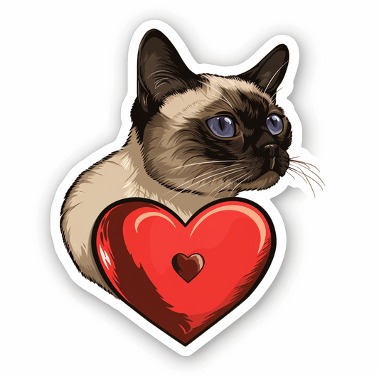 Burmese Cat heartcore Vinyl Decal Sticker for Car, Laptop, Tumbler and more # F011032