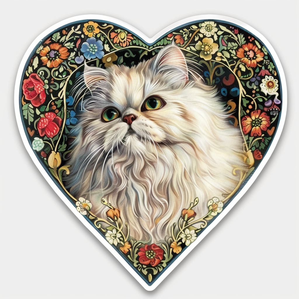 Sticker of a Persian Cat Expressive surreal Vinyl Decal Sticker for Car, Laptop, Tumbler and more # F016308