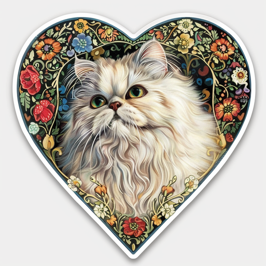 Sticker of a Persian Cat Expressive surreal Vinyl Decal Sticker for Car, Laptop, Tumbler and more # F016308