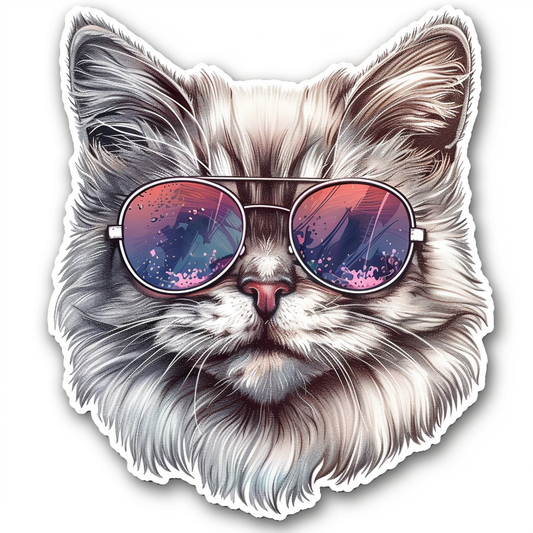 Sticker of a Persian Cat Expressive surreal Vinyl Decal Sticker for Car, Laptop, Tumbler and more # F015371
