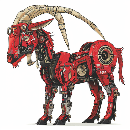 Goat cyber punk majestic Expressive surreal Vinyl Decal Sticker for Car, Laptop, Tumbler and more # F020597-4" x 4"