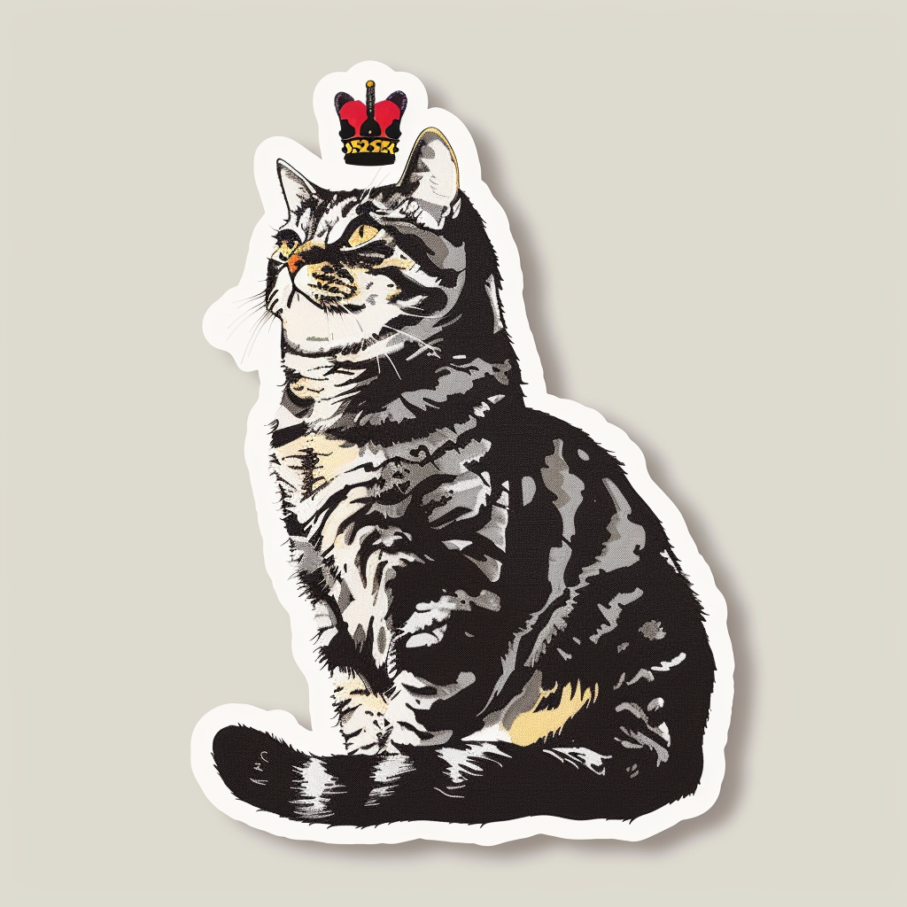Sticker of an American Shorthair Cat majestic Expressive surreal Vinyl Decal Sticker for Car, Laptop, Tumbler and more # F019264