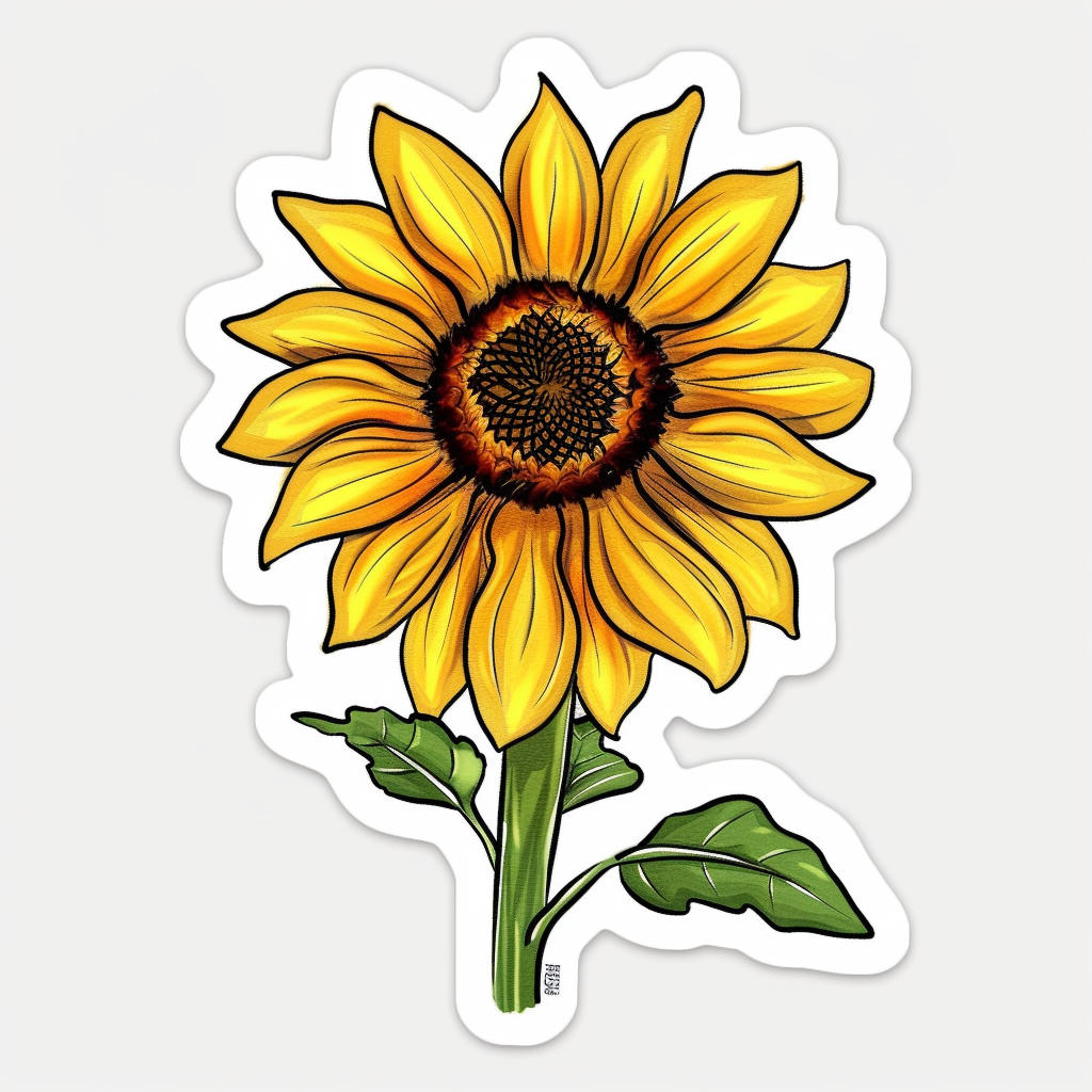 Sunflower flower majestic Expressive surreal Vinyl Decal Sticker for Car, Laptop, Tumbler and more # F023079