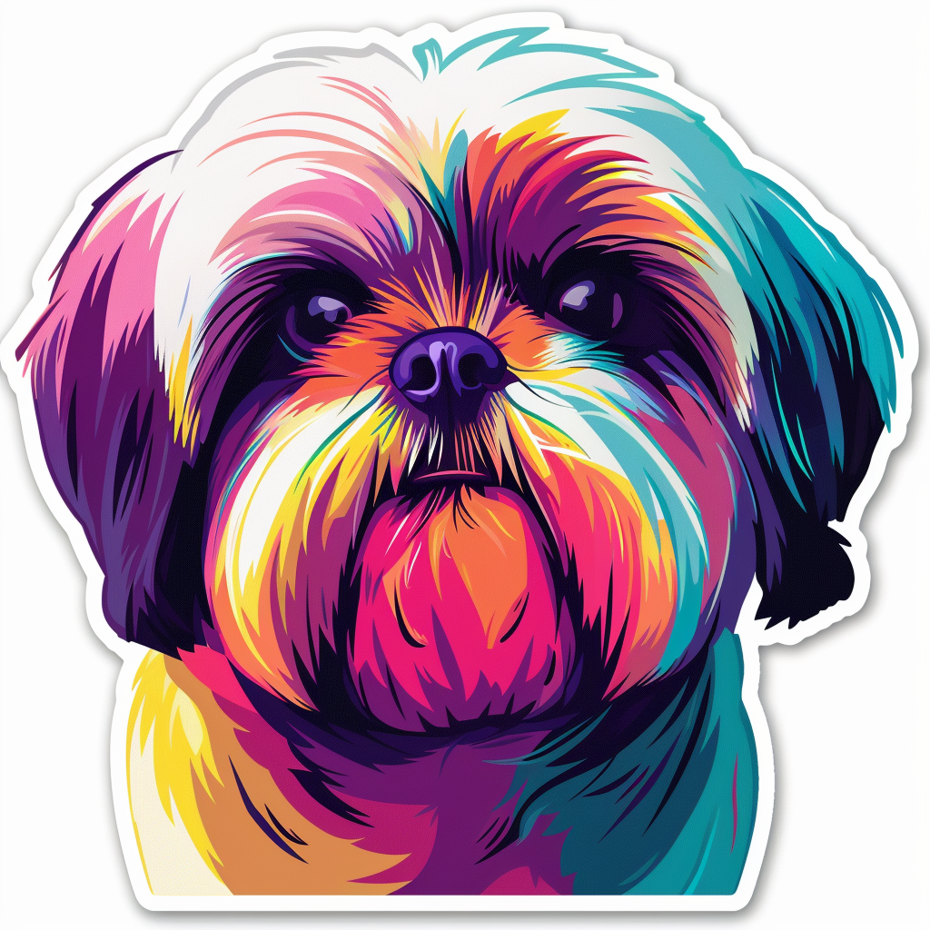 Adorable Shih Tzu Dog Expressive surreal Vinyl Decal Sticker for Car, Laptop, Tumbler and more # F018328