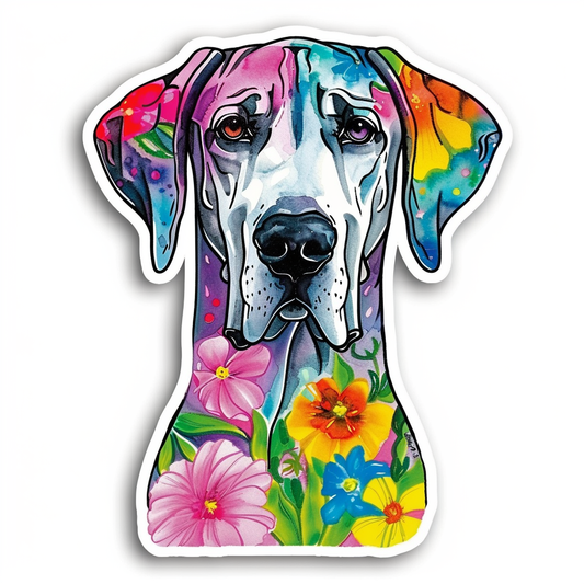 Adorable Great Dane Dog Expressive surreal Vinyl Decal Sticker for Car, Laptop, Tumbler and more # F017857