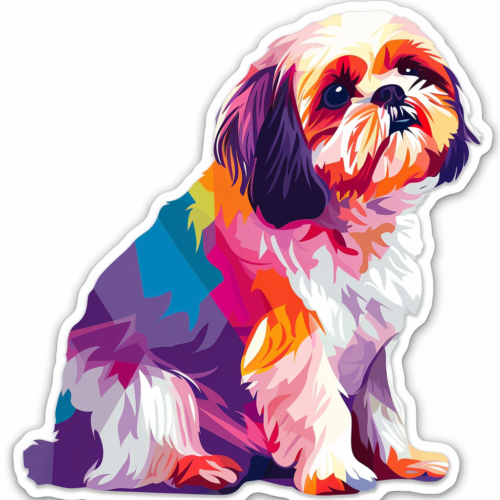 Adorable Shih Tzu Dog Expressive surreal Vinyl Decal Sticker for Car, Laptop, Tumbler and more # F018385