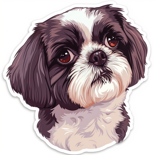 Adorable Shih Tzu Dog Expressive surreal Vinyl Decal Sticker for Car, Laptop, Tumbler and more # F018473