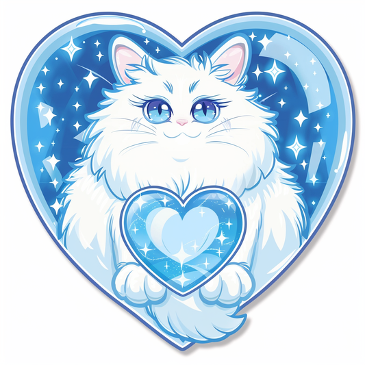 Adorable Turkish Angora Cat  Vinyl Decal Sticker for Car, Laptop, Tumbler and more # F021005-4" x 4"