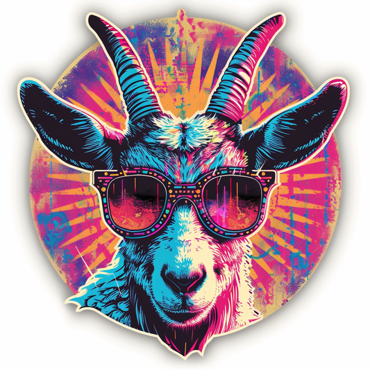 Goat cyber punk majestic Expressive surreal Vinyl Decal Sticker for Car, Laptop, Tumbler and more # F020565-4" x 4"