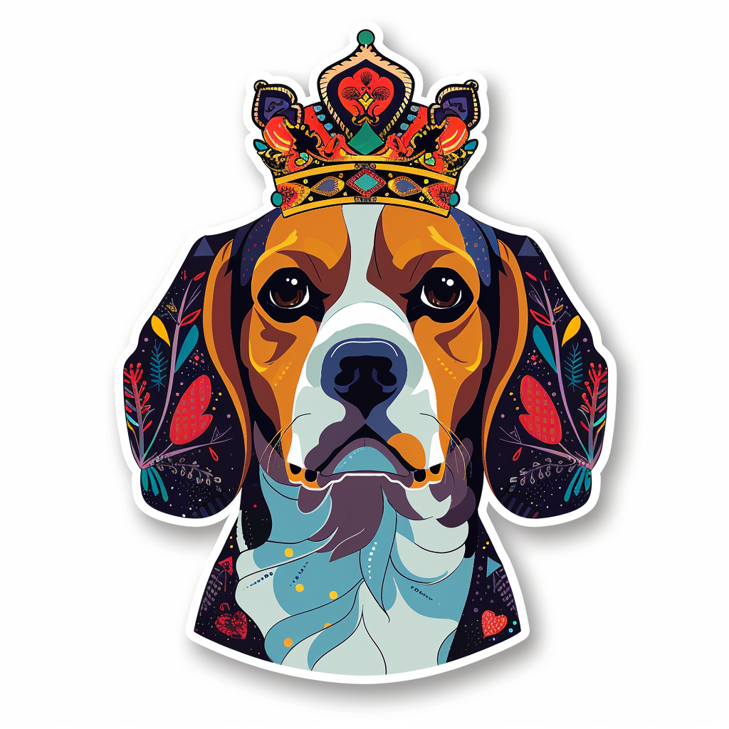 Beagle dog crowned Vinyl Decal Sticker for Car, Laptop, Tumbler and more # F011874