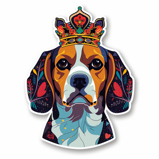 Beagle dog crowned Vinyl Decal Sticker for Car, Laptop, Tumbler and more # F011874