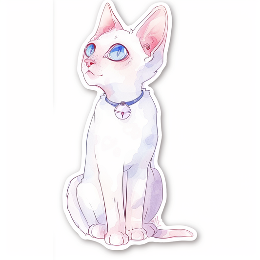 Adorable Cornish Rex Cat Expressive surreal Vinyl Decal Sticker for Car, Laptop, Tumbler and more # F021509-4" x 4"