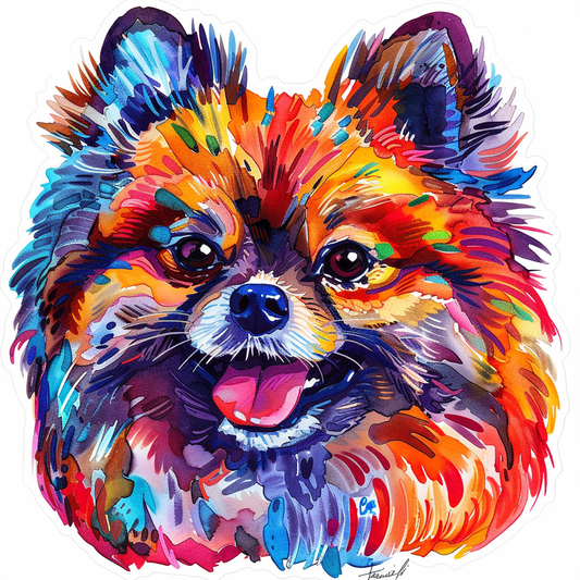 Sticker of a Pomeranian Dog majestic Expressive surreal Vinyl Decal Sticker for Car, Laptop, Tumbler and more # F013756