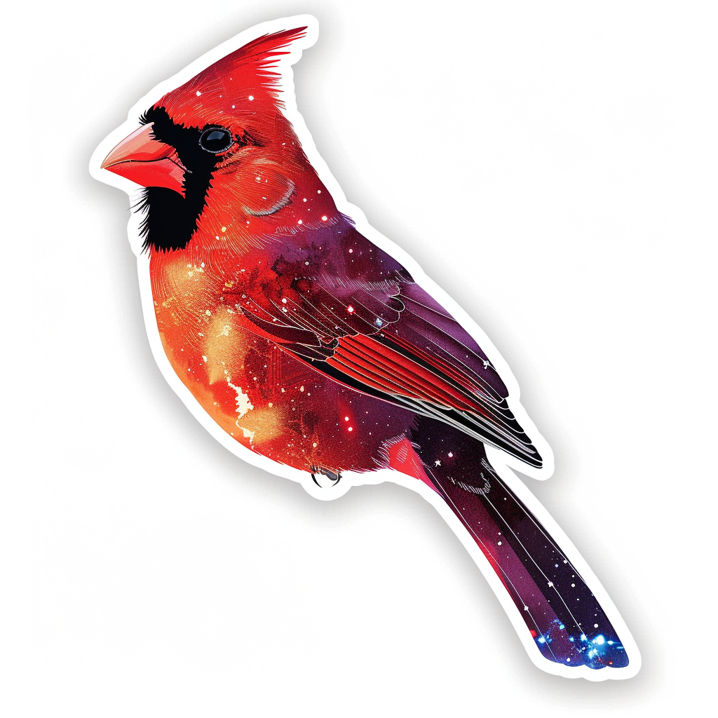 Cardinal Bird majestic Expressive surreal Vinyl Decal Sticker for Car, Laptop, Tumbler and more # F024220