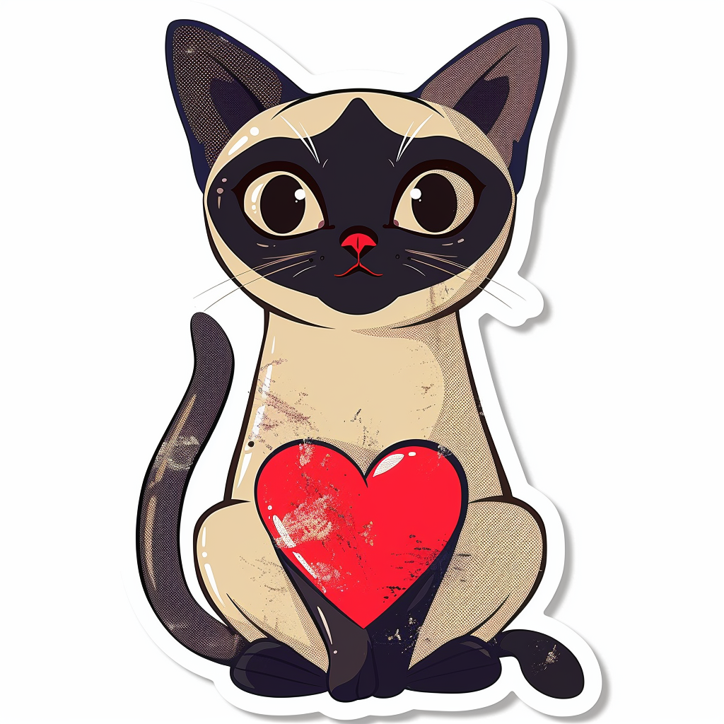 Burmese Cat heartcore Vinyl Decal Sticker for Car, Laptop, Tumbler and more # F011007