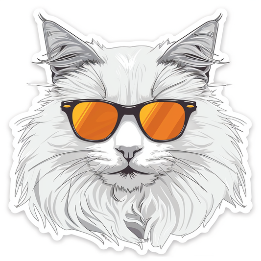 Adorable Turkish Angora Cat  Vinyl Decal Sticker for Car, Laptop, Tumbler and more # F020805-4" x 4"