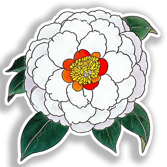 Camellia Flower Vinyl Decal Sticker for Car, Laptop, Tumbler and more # A018903-4" x 4"