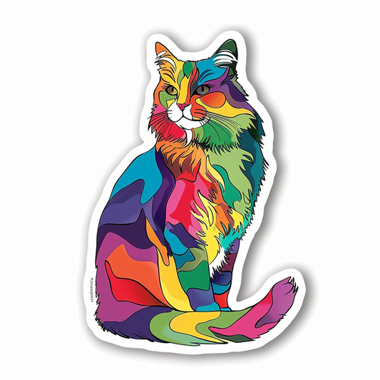 Adorable Turkish Angora Cat  Vinyl Decal Sticker for Car, Laptop, Tumbler and more # F020917-4" x 4"