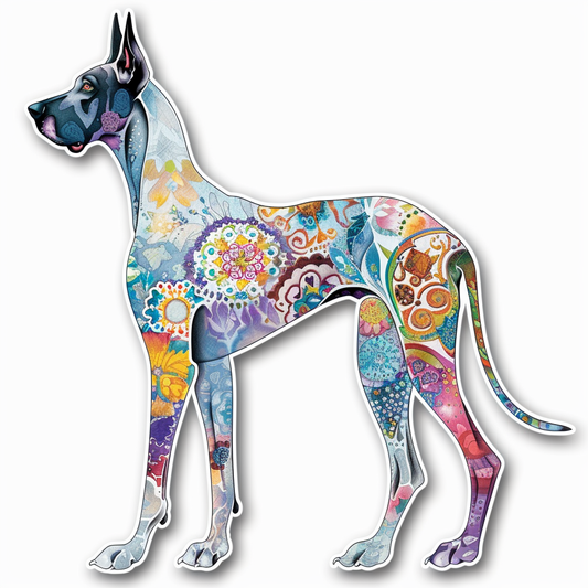 Adorable Great Dane Dog Expressive surreal Vinyl Decal Sticker for Car, Laptop, Tumbler and more # F017774