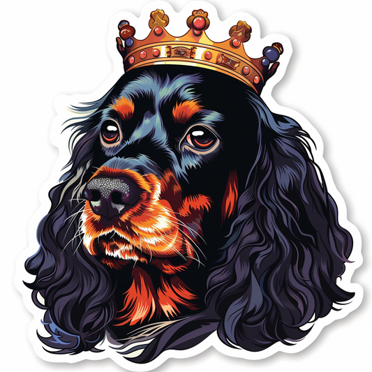 Cocker Spaniel Dog crowned majestic Expressive surreal Vinyl Decal Sticker for Car, Laptop, Tumbler and more # F020231-4" x 4"