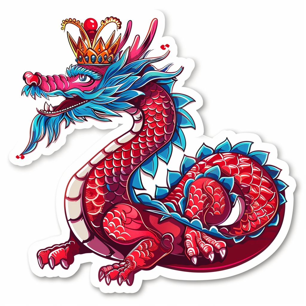 Dragon crowned majestic Expressive surreal Vinyl Decal Sticker for Car, Laptop, Tumbler and more # F019002