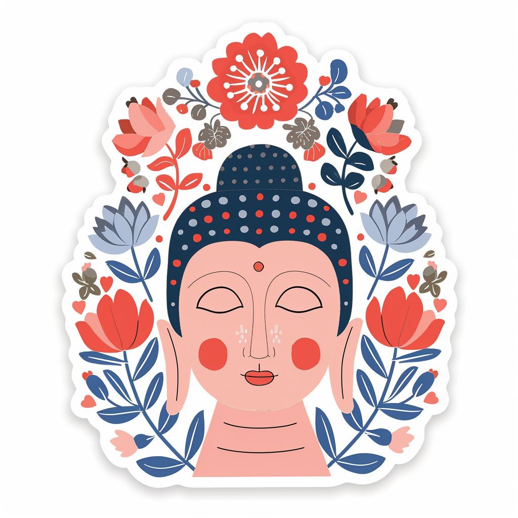 Buddha floral majestic Expressive surreal Vinyl Decal Sticker for Car, Laptop, Tumbler and more # F017038