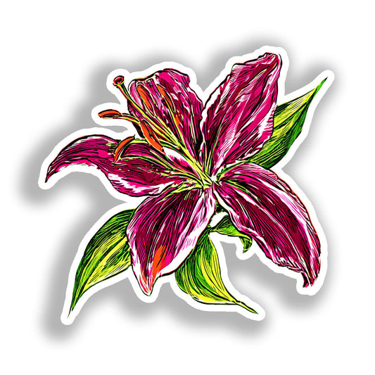 Lily Flower Vinyl Decal Sticker for Car, Laptop, Tumbler and more # A019388-4" x 4"