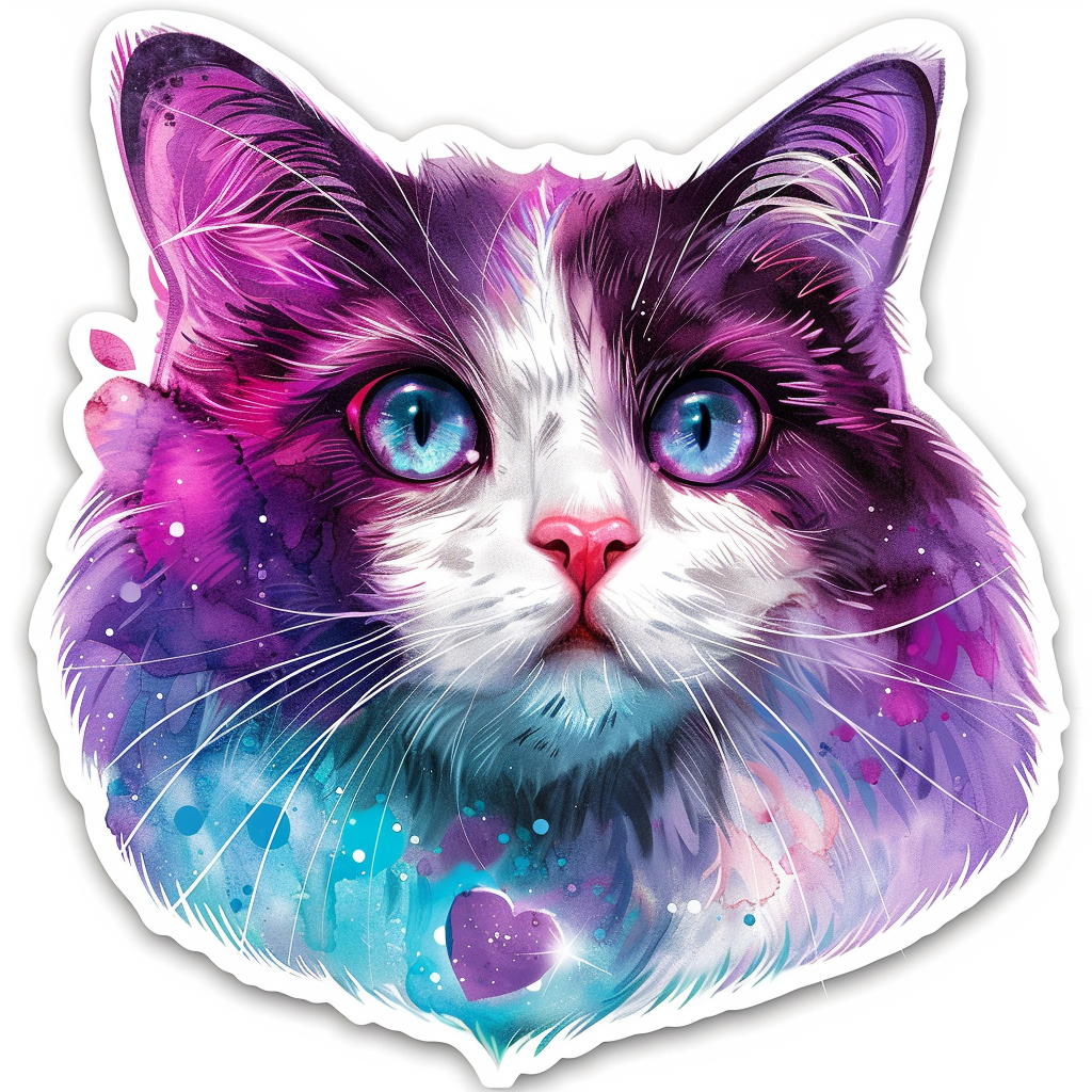 Adorable Turkish Angora Cat  Vinyl Decal Sticker for Car, Laptop, Tumbler and more # F020924-4" x 4"