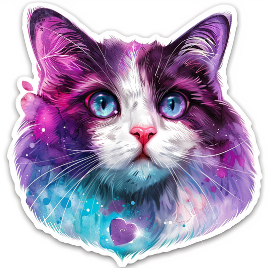 Adorable Turkish Angora Cat  Vinyl Decal Sticker for Car, Laptop, Tumbler and more # F020924-4" x 4"