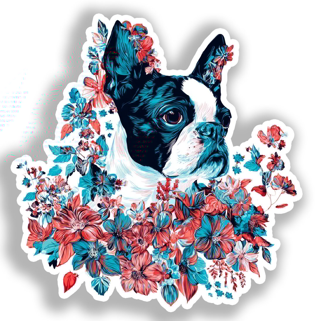 Boston Terrier Dog Vinyl Decal Sticker for Car, Laptop, Tumbler and more # A018958-4" x 4"